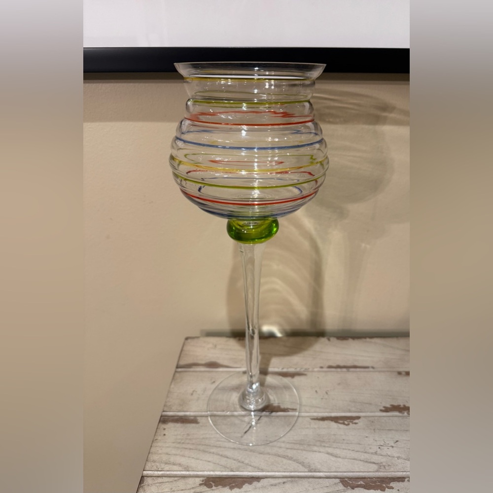 Colorful Swirl Glass Art Piece 15.5” Tall